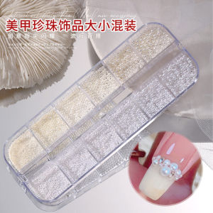 Spring Orange Pearl Manicure Decorations round Flat Bottom Nails Accessories Diamond Half round Flat Bottom White Beads