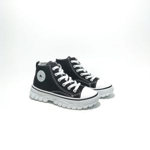 SNEAKERS FOR & NICE SPORT KIDS WOMEN BLACK || SEPATU CEWEK HITAM TINGGI || SEPATU SEKOLAH ANAK PEREMPUAN 33-36