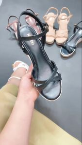 Giày sandal đế xuồng nữ siêu êm nhẹ quai chéo hở mũi cao gót 7 phân Nuddo _ N236X