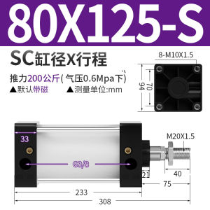 SC Standard Cylinder Small-S with Magnetic Big Push Pneumatic Complete Collection 40/50/63/80*25x100x150x160