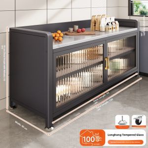 JUMEISHI | Multi-layer Longrain Glass Kitchen Storage Cabinet