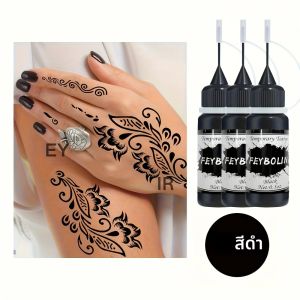 เจลสักเฮนน่าสีดำแบบชั่วคราว ติดทนนาน 1 ชิ้น 3 ชิ้น 5 ชิ้น สำหรับงานศิลปะบนร่างกาย งานปาร์ตี้ งานคาร์นิวัล เทศกาลต่างๆ และการแสดงบทบาทสมมติ