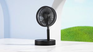 Foldable Electric Fan Desk Fan Foldaway Oscillating Fan with Remote Control USB Charging 7200mAh Battery Operated Portable Standing Fan Telescopic 4 Speeds Quiet Floor Fan Timer for Camping Travel Outdoor Home Office