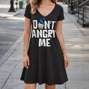Disney | Minnie Disney Mickey Mouse V Neck Loose Dress Summer Dresses for Woman Clothing Kawaii Short Sleeve Trend A-line Mini Dress