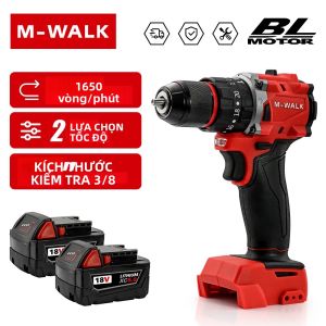 M-WALK 18V Máy Khoan Điện Không Chổi Than Máy Khoan Cầm Tay Máy Khoan Tác Động Không Dây Nhỏ Gọn Cho Pin Milwaukee Màu Đỏ 60N.m Mô-men Xoắn Tối Đa 0-1650 Vòng/phút Tốc Độ Không Tải