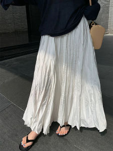 Gentle Pleated Long Skirt Womens Autumn New Style Chiffon Draping High Waist Slimming Drapey Versatile Super Fairy Skirt