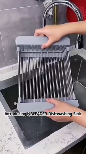 Bakul Longkang Stainless Steel Drain Basket Retractable Dish Rack Fixed Drain Basket Fruit Vegetable Kitchen Drain Rack Dapur Rak 沥水篮