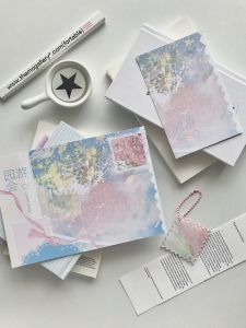 Small Snack Quantity Oil Painting Style Foldable Card Head Sticker Pack Starry Sky Exposition Exclusive Design Paper Goods