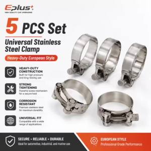 Bộ 5 Kẹp Ống Inox Đa Năng T-Bolt 17-103mm Có Thể Điều Chỉnh Chịu Lực Cao Kẹp Ống Cho Ô Tô Xe Máy Hệ Thống Xả