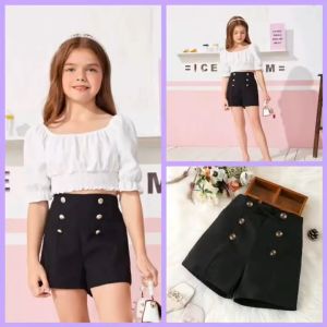 elbertHigh Waist Trousers Front Buttons Shorts for Girl  - 4 to 12 years old - cute shorts - made of imported fabric  - made of soft fabric - excellent quality  - fabric from abroad