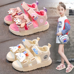 MeiLetti Princess Sandals for Girls Summer 2025 New Childrens Sports Slippers Medium And Large Childrens Beach Shoes Toe-Shown