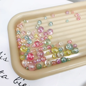 Beadia Manik Akrilik Bundar Lubang Lurus 6-14mm Warna AB Transparan - Untuk DIY Kalung Gelang Cantik / Bulk