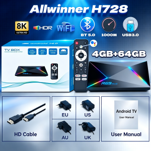 Voice Control TV Box R69 Plus 8K Ultra HD Allwinner H728 Octa Core WiFi 6 Android 14 Netflix Smart Set Top Box Media Player