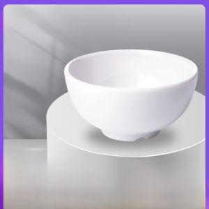 White Melamine Plastic Soup Bowls for Fast Food Restaurants Dining Hall Rice Bowls Commercial Use Set of 20 Chinese Style