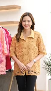 เสื้อลุกไม้คนแก่ไซส์ใหญ่ รอบอก38-40-42/44-46ยาว22-24นิ้วฟรีไซส์ เสื้อลูกไม้สาวอวบ เสื้อผ้าผู้หญิงอวบใส่ทำบุญ เสื้อลูกไม้คอปกสีขาว