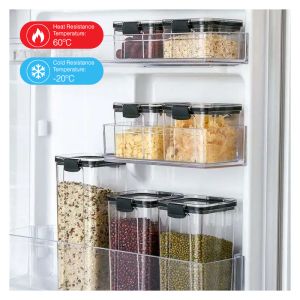 High Quality BPA-free Transparent Sealed Tanks Airtight Food Storage Container with Lid Cupboard and Refrigerator Storage Boxes