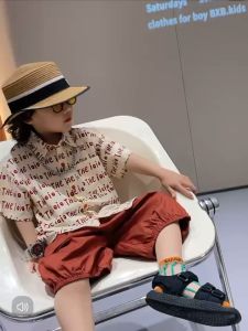 2024 Korean Style Setelan Anak Laki-laki Kemeja Lengan Pendek+ Celana Cargo Bahan Cepat Kering Baju Anak Laki-Laki