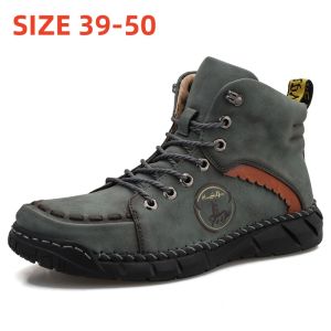 รองเท้าหนังข้อเท้าบูทกันน้ำสำหรับผู้ชายขนาดพลัสไซส์47 48 49 50รองเท้าลำลองจาก WuChu รองเเท้าบูทจักรยานยนต์รองเท้าหนังผู้ชาย