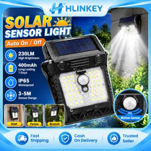 Hlinkey năng lượng mặt trời Clip cảm biến chuyển động ánh sáng ngoài trời không thấm nước IP65 3 chế độ PIR Đèn an ninh 400mAh pin cho hàng rào Tường Vườn trang trí sân