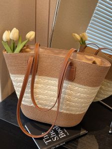 Summer New Large Capacity Straw Woven Tote Bag Lazy Style Travel Bag Fashionable Versatile Outdoors Bag for Men And Women