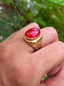 cincin pria cincin batu akik red baron ring titanium garansi asli