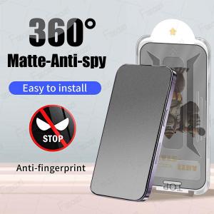 One-Click Installation King Kong Auto Dust Elimination 360° Matte Privacy Full Screen Protector For iPhone 16 15 14 13 12 11 Pro Max Plus Matte Dust Proof Anti Fingerprint Tempered Glass Protect Film