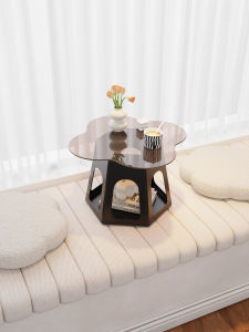 French Style Bedroom Balcony Low Table Glass Small Tea Table Tatami Floor Mat Floating Window Table Luxury Sensation Creative
