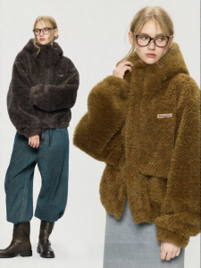 Turn Signal | Short Faux Shearling Hooded Jacket