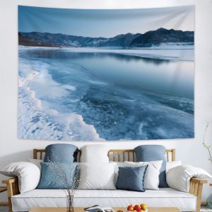 VIKAMA Nordic Realistic Seascape Tapestry Durable Polyester Wall Hanging Bedroom Living Room Decor Coastal Wall Art for Home