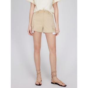 Khaki French Workwear Style Casual Shorts Womens Summer New Small Size Heightening Slimming Pants Straight Leg Zipper Natural Waist Polyester Fiber