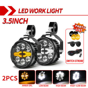 CO LIGHT off-road use 3.5 Inch 6 LED Motorcycle Auxiliary Light Extra High Low Beam Amber DRL Spotlight Fog Lamp Strobe 12V 24V