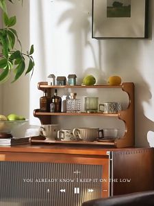 Desktop Storage Rack Multi-Layer Wooden With Transparent Panels Desktop Organizer Display Rack