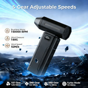 150000RPM X8 Turbo Jet Fan Blower With Light 5 Gear Powerful Air Duster Electric Air Blower Vacuum Mini Dust Cleaner Violent Fan