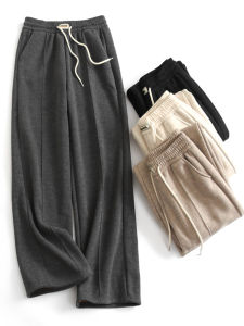 Quần Ống Rộng Dày Lót Lông Cừu Rộng Rãi Cho Nữ Quần Dài Thẳng Ống Rộng Thoải Mái Thường Ngày Quần Dài Mùa Đông