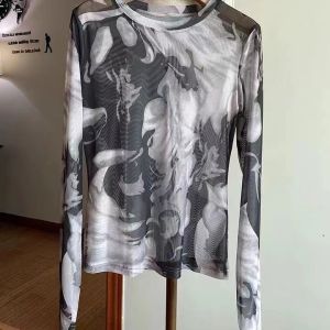 Fashionable Brand Discount Womens Slim Fit Shirced Ruffles Long Sleeve Chiffon Blouse with One-Word Collar French Style