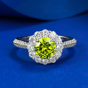 Ring for Women Peridot Color 925 Sterling Silver  6.0mm Anniversary Girl Lady Gift