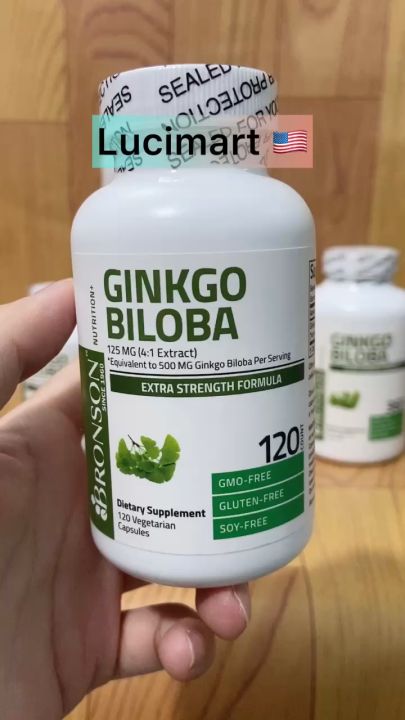 Viên uống hỗ trợ não và trí nhớ Ginkgo Biloba 500mg Bronson thuần chay [Hàng Mỹ]