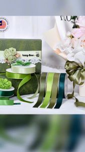 LAZY BEE 100 yards Light Green Apple Mint Pastel Green Kiwi Premium Double Faced Satin Ribbon Wholesale Ribbons Hair Bow Wedding Perkahwinan Borong Reben Kain Hantaran Gift Wrap Party Decoration Big Riben Ribon Florist Bouquet