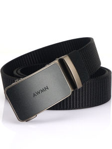 AWMN New Summer Nylon Belt Mens Automatic Buckle Canvas Belt Business Casual Simple Toothless Trouser Belt