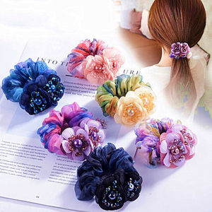 Korean Fashion Flowers Hair Ties Elastic Rubber Band Girls Ponytail Knot Hair Rope Tie Gum Women Hair Accessories