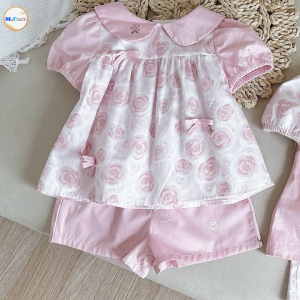Set bộ bé gái hoa hồng nơ MT3129