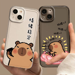 Cute Capybara Phone Case for  11 12 Mini 13 14 pro Max X XS XR plus Anti-Fall Silicone Creative Cartoon Style Mobile Phone Cover