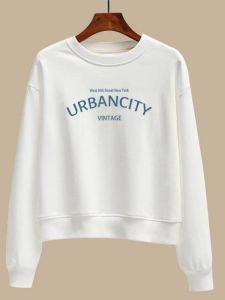 Short Sleeveless Hoodie Womens Loose Fit round Neck Long Sleeve Thin Pure Cotton Base Shirt Top Ladies Spring Autumn New Style