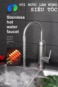 (HÀNG CAO CẤP) VÒI NƯỚC INOX LÀM NÓNG SIÊU TỐC. Model: KOREA 01 Inox nguyên khối làm nóng nước siêu tốc. The Aone