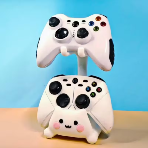 A cute cat-shaped game stand compatible with PS5/PS4/Xbox/Switch made of plastic and not easy to break