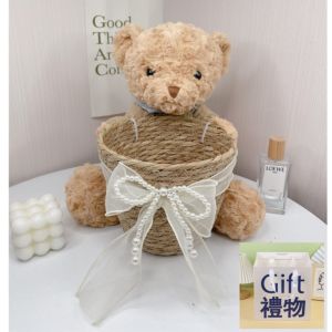 Modern Simplicity Handheld Egg Flower Basket Baby Arrival Gift Fresh Flower Basket Bear Hug Bucket Postpartum Home Decor