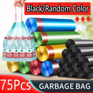 300ชิ้น ถุงขยะ / ถุงขยะแบบมีเชือกผูก / ถุงขยะแบบหนาสำหรับใช้ในบ้าน สำนักงาน โรงแรม ห้องครัว