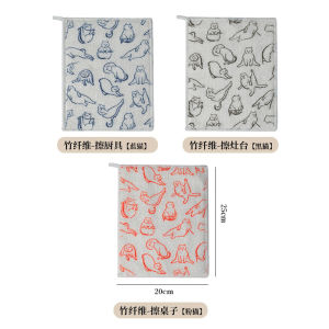 ผ้าเช็ดจานไผ่บริสุทธิ์ ผ้าเช็ดโต๊ะครัว ผ้าเช็ดเครื่องทำกาแฟ ใช้ในบ้าน ซักง่าย ระบายความชื้นได้ดี ทนต่อการสึกหรอ