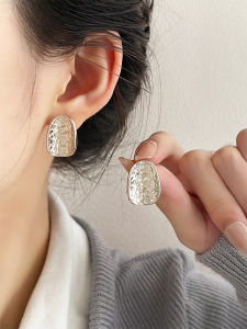 Premium Skin Care Surface Irregular Piece Earrings for Women Minimalist Cold Style Exaggerated Oval Ear Studs