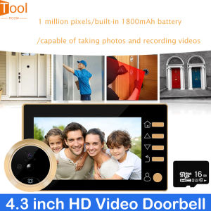 4.3 Inch HD Digital Door Viewer Smart Home Peephole Doorbell Camera PIR Motion Detection Night Vision Video Doorbell